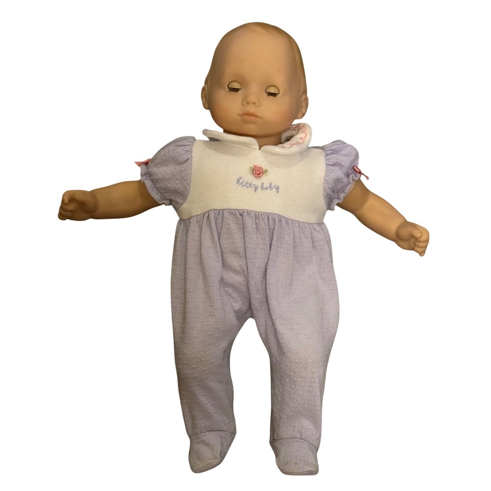 Retired American Girl Bitty Baby Doll + Lavender Sleeper Outfit Soft Body